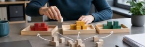 Realistische Arbeitsszene zum Thema «ABC-Aufgabenanalyse: Tätigkeiten nach Priorität klassifizieren»: A-Aufgaben, B-Aufgaben, C-Aufgaben.