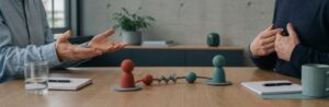 Realistische Arbeitsszene zum Thema «Ich-Botschaften und Du-Botschaften: Konstruktiv kommunizieren ohne Vorwürfe»: Du-Botschaft, Ich-Botschaft.
