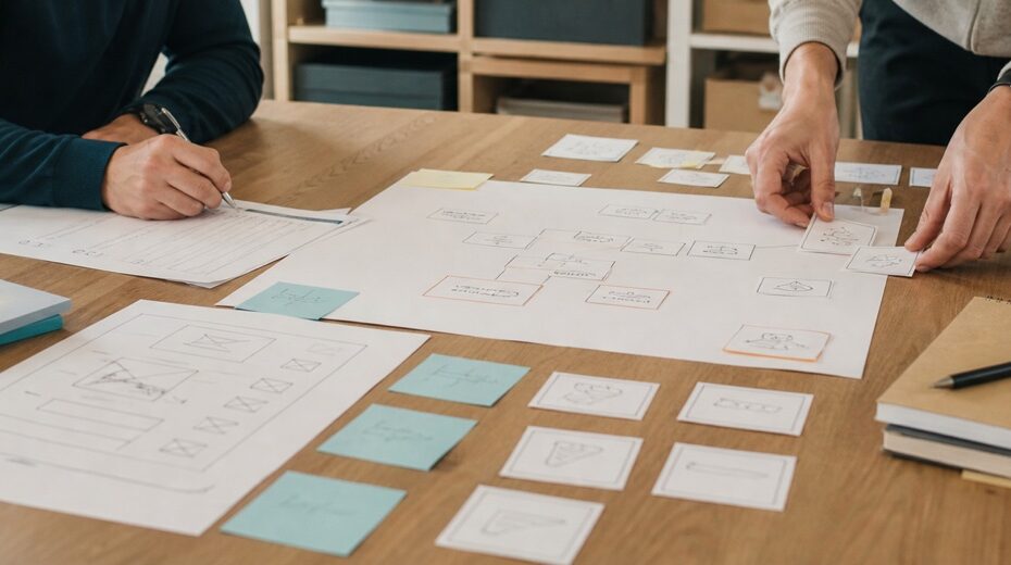 Realistische Arbeitsszene zum Thema «Methoden und Instrumente zur Anforderungserhebung: Fragebögen, Use Cases und mehr»: Fragebögen, Prototyping, Use Cases, MoSCoW.